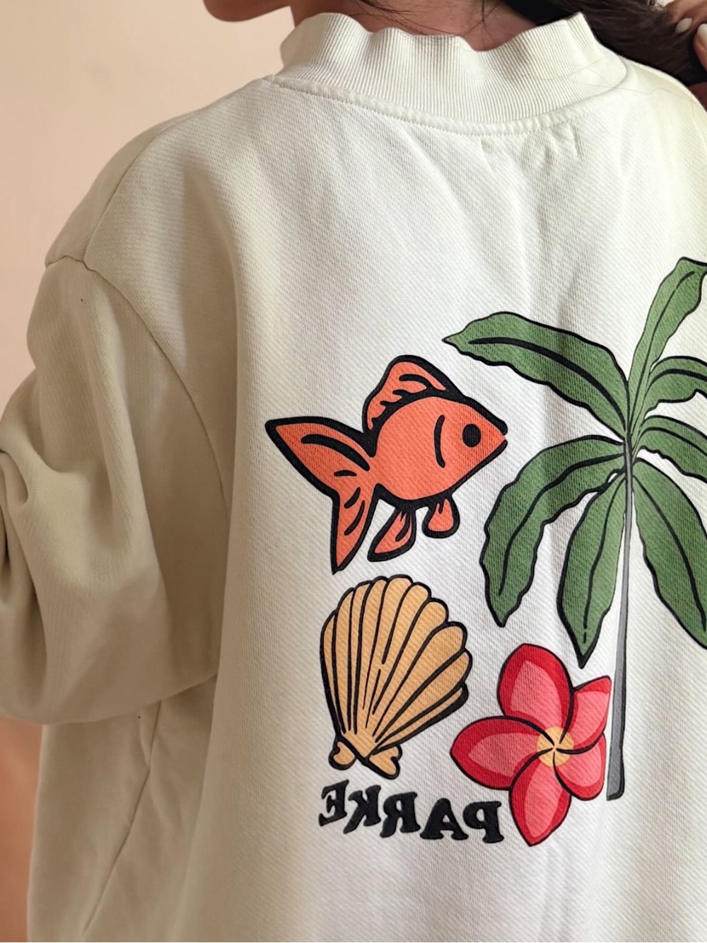 Parke RARE Heritage Summerland Mockneck Cream Fish Shell Tropical Size Large XL - Picture 8 of 11